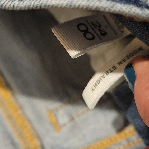❤️ ANN TAYLOR LOFT DISTRESSED MODERN STRAIGHT LEG JEANS, 00P (24 PETITE) - Picture 2 of 4